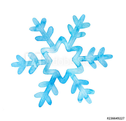 Cute festive snowflake watercolor illustration. Symbol of ...