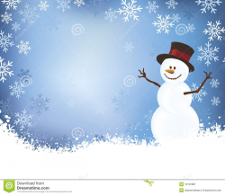 Snowman on Blue Winter Scene Background Stock Image ...