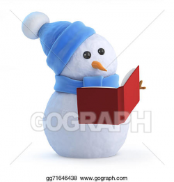 Stock Illustrations - 3d snowman reading a book. Stock ...
