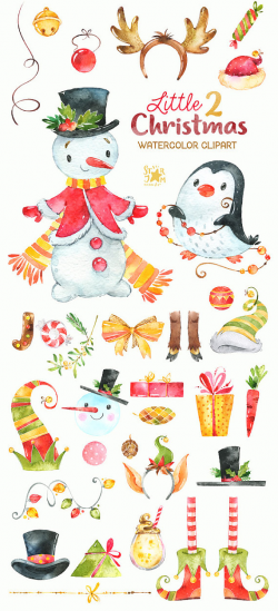 Little Christmas 2. Watercolour clipart, Snowman, winter ...