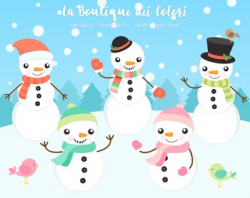 Christmas Snowman Clipart - PNG Cute Clip Art Graphics - Small Commercial  Use