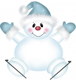 Cute PNG Snowman with Skies Clipart | Gallery Yopriceville - High ...