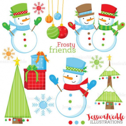 Frosty Friends Cute Digital Clipart, Christmas Clip art, Snowman Clipart -  Snowman Graphics - Christmas Graphics, Winter Snowman Images