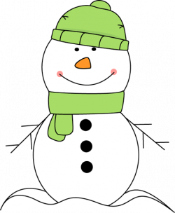 cute snowman wearing a green hat and scarf clip art | CLIP ...