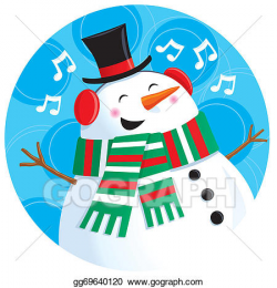 Stock Illustration - Singing snowman in top hat. Clipart ...