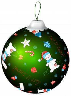 Green Christmas Ball with Snowman PNG Clip Art Image | Gallery ...