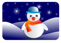 Clipart - snowman glossy in winter scenery