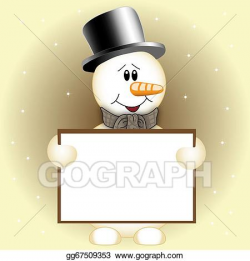 Vector Clipart - Snowman with sign. Vector Illustration ...