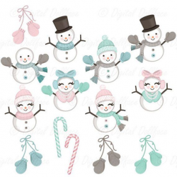 Christmas Snowman Clipart, Snow / Winter Clipart, Cozy ...