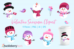 Valentine Snowmen Clipart