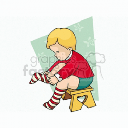 Child putting on socks clipart. Royalty-free clipart # 158682