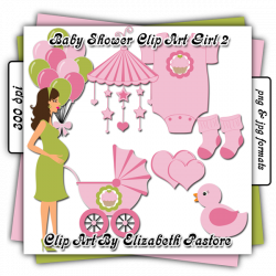Baby shower clip art girl collection includes 8 images. A pregnant ...