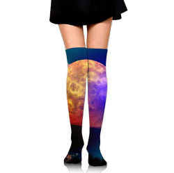 Night Moon Clipart Print Casual Knee High Socks Fashion ...