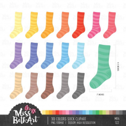 30 Colors Sock Clipart - Instant Download