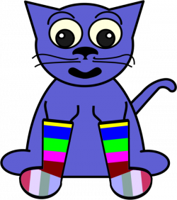 Cartoon Cat In Rainbow Socks - Clip Art Library