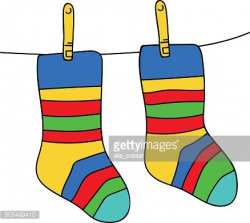 Two Hanging Striped Socks Isolated ON White Background ...