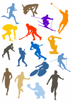Public Domain Clip Art Image | Various colorful sport silhouettes ...
