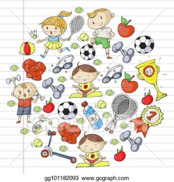 EPS Illustration - Children sport. kids drawing ...
