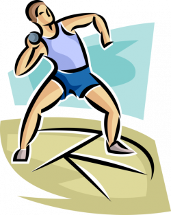 Track Meet Competitor Throws Shot Put - Vector Image