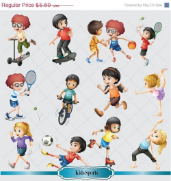 SALE Kids Sport Clipart for Personal and Commercial Use (Kid ...