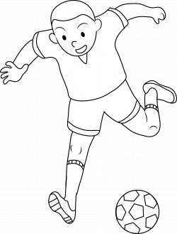 Coloring Page of Boy Playing Soccer - Free Clip Art