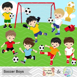 Digital Boys Soccer Clipart, Boy Soccer Digital Clip Art ...