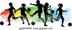 Vector Stock - Kids boys and girls soccer silhouet. Clipart ...