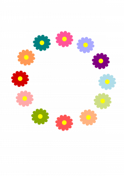 Clipart - Rainbow Flower Wreath