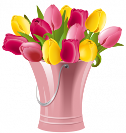 Spring Bucket with Tulips Transparent PNG Clip Art Image | Gallery ...