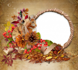 Transparent Brown Fall PNG Photo Frame with Squirrel | Gallery ...