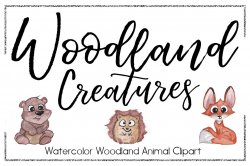 Woodland Clipart-Watercolor Clipart-Animal Clipart-Cute-Cartoon-Forest  Animals-Watercolor Animal-Fox-Squirrel-Bunnie-Skunk-Turtle-Hawk-Deer