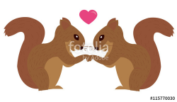 squirrel couple, love, heart, vector, family cute