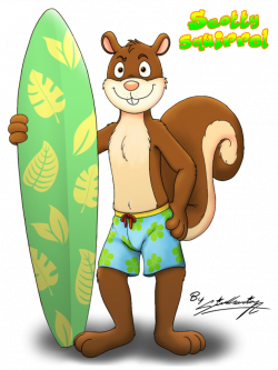 Scotty Squirrel with his surfboard by SAGADreams on DeviantArt