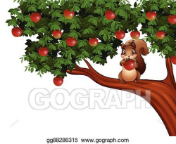 Vector Art - Cartoon squirrel on apple tree. EPS clipart ...