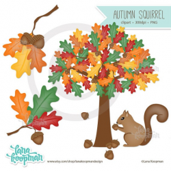 Items similar to Squirrel Clip Art, Autumn Clipart, Tree ...