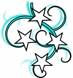 Teal And White Tattoo With Stars Black Outline Clip Art at Clker.com ...