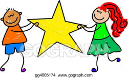 Drawing - Star kids. Clipart Drawing gg4005174 - GoGraph