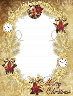 Gold PNG Merry Christmas Photo Frame with Stars | Gallery ...