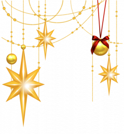 Transparent Christmas Gold Stars and Ornament Clipart | Clipart ...