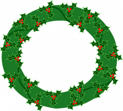Evergreen Wreath With Large Holly Clip Art at Clker.com - vector ...