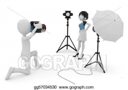 Stock Illustrations - 3d man and girl studio photo session. Stock ...