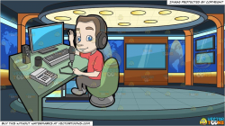 clipart #cartoon A Friendly Radio Host Recording A Podcast ...