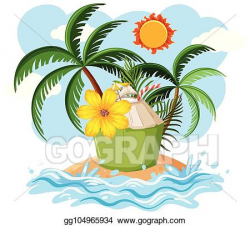 Vector Stock - A summer coconut on island. Clipart ...