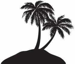 Island with Palm Trees Silhouette PNG Clip Art Image | Gallery ...