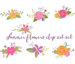 Summer Flowers Bright Floral Clip Art, Wedding Clipart ...