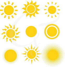 Sun clipart, Sun Digital Clipart, sunshine, commercial use ...