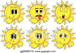 Vector Clipart - Cartoon sun thinking or pointing to his ...