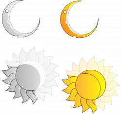 Clipart - Rays and Crescent Moon and Sun