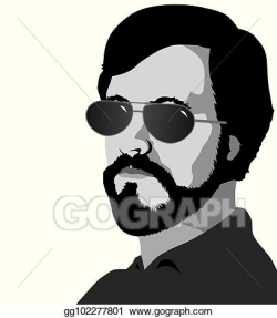 Vector Illustration - Grayscale man in sunglasses. Stock ...