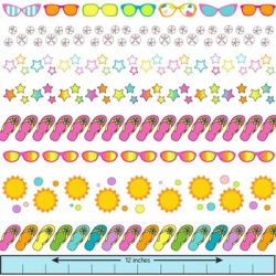 summer clip art borders with sunglasses, flip flops, starfish